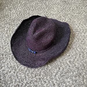 Flora Bella Tanya Shadow Hat Raffia Adjust Stone Beach Summer Deep Purple New